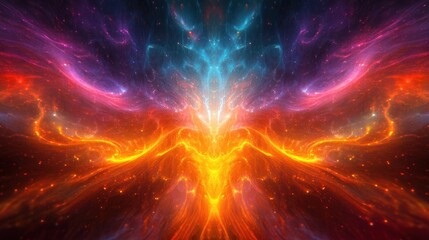 Naklejka premium Cosmic Nebula: A Symphony of Fire and Ice