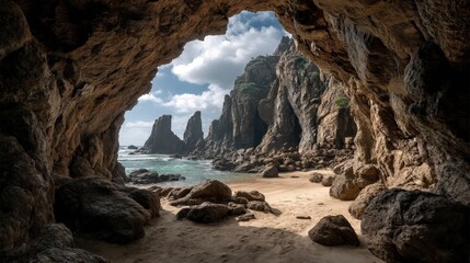 Hidden Beach Cave Exploration with Stunning Natural Rock Formations