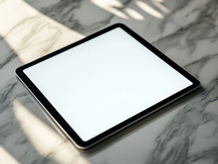 Blank Tablet on Marble Table.