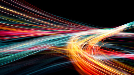 Colorful Light Streaks Showing Speed and Energy Representing Movement and Digital Creativity
