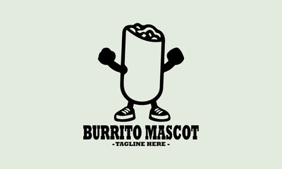Retro cartoon funny burritos characters mascot vector illustration and logo mascot burritos characters design