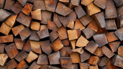 Stacked firewood rustic brown wood texture background