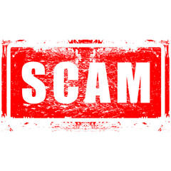 Warning, scam alert, rubber stamp and sign vector