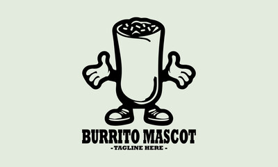Retro cartoon funny burritos characters mascot vector illustration and logo mascot burritos characters design