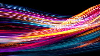 Colorful Light Streaks Showing Speed and Energy Representing Movement and Digital Creativity
