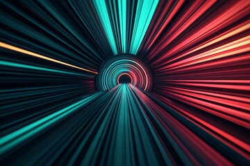 Abstract Neon Light Tunnel Futuristic Speed Energy and Technology Background