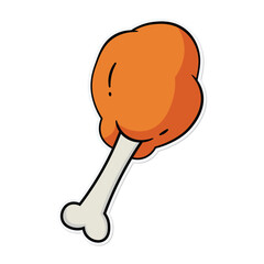 fried chicken thigh illustration can be used for stickers