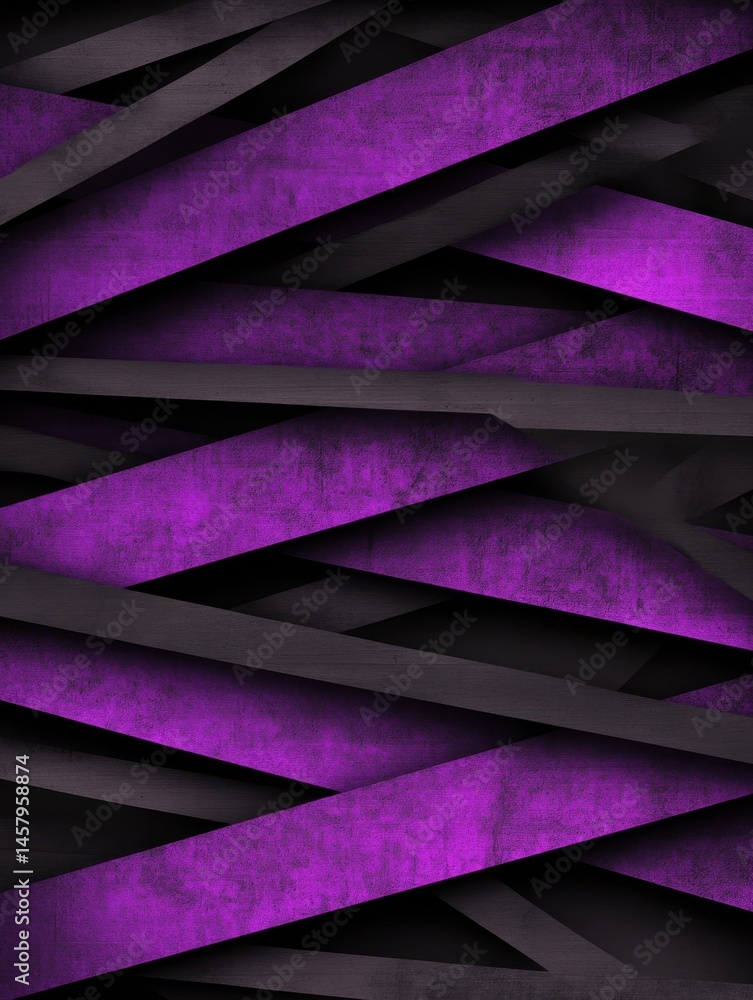 Poster abstract composition of intersecting purple and black textured bands in a modern geometric style bac