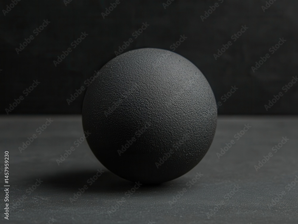 Poster dark textured sphere resting on a matching surface studio shot against a dark background minimalist 