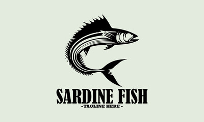 illustration sketch of sardine clean white background, sardine fish illustration vector design and sardine fish logo icon