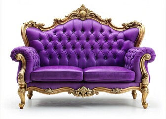 purple armchair isolated on white