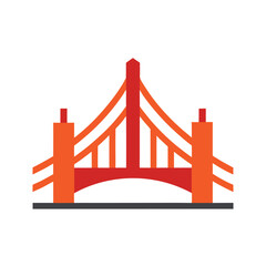 Obraz premium Colorful flat illustration of the golden gate bridge icon on a white background