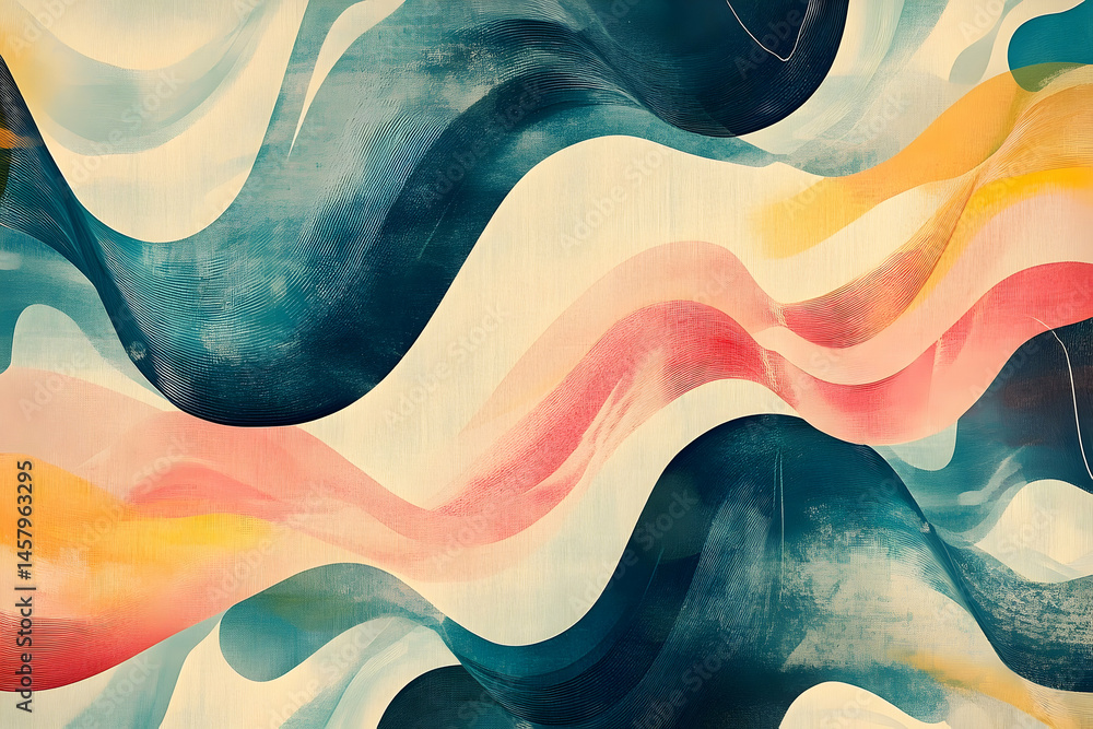 Poster abstract wavy forms in a vibrant color palette.