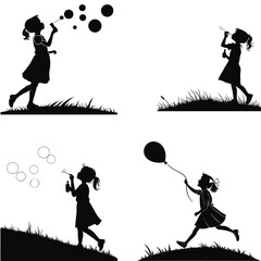 Child Blowing Bubbles Silhouette