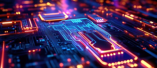Fototapeta premium Intricate electronic circuit board displaying advanced technology components