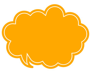 シンプルなカラーの吹き出し　丸みのある雲形