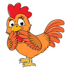 Cute Hen Cartoon Illustration