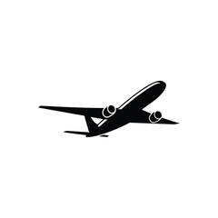 Airplane passenger travel silhouette icon. Aeroplane vector icon aircraft isolated symbol shape