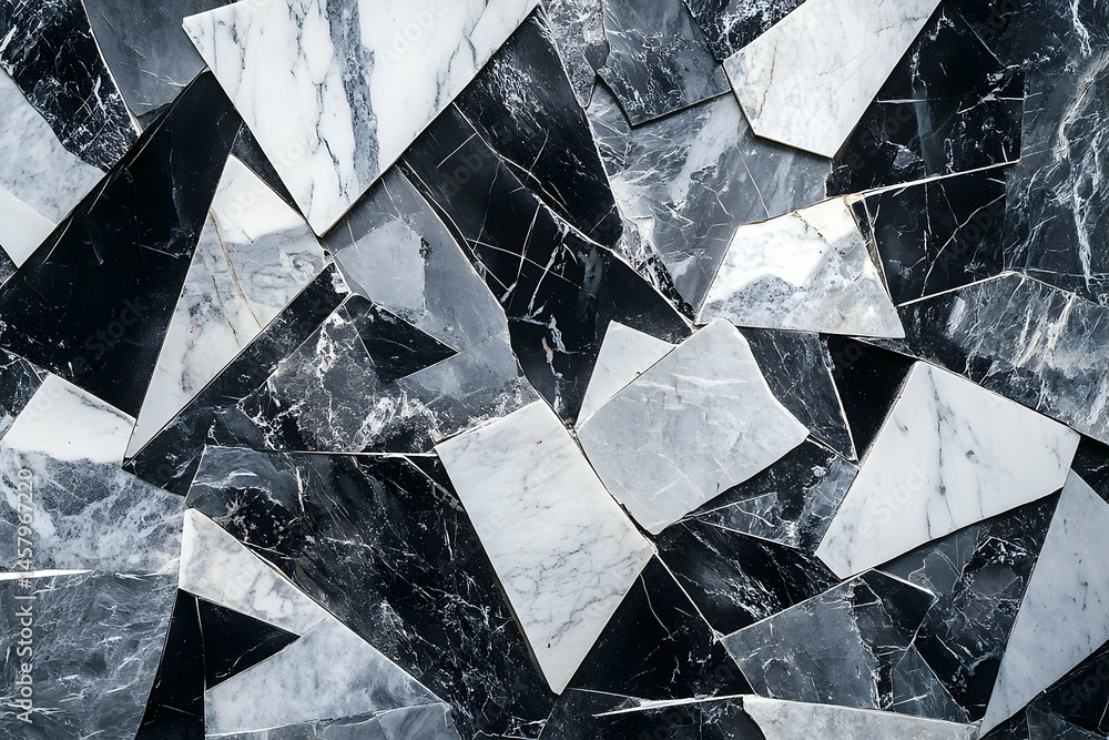 Poster abstract pattern of fragmented marble tiles.