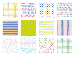 手描きあしらいセット　色えんぴつ　パターン　かわいい