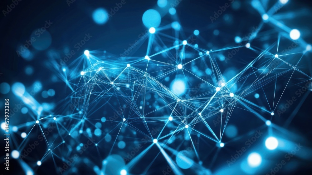 Aufkleber abstract network background with glowing nodes and connections illuminating the digital landscape
