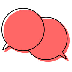 シンプルな線がずれた吹き出し　重なる会話