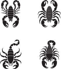 Set of Scorpion insect silhouette vector on white background