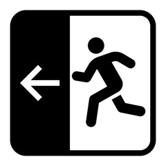 Emergency Exit Icon – Running Person with Directional Arrow-Left