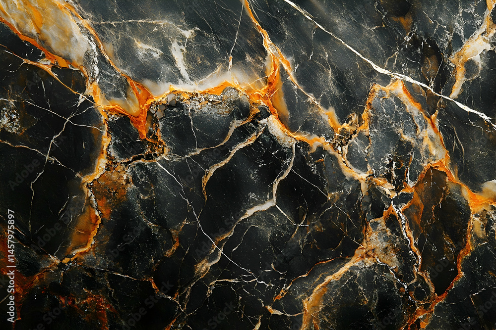 Poster close-up view of intricate dark marble patterns.