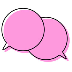 シンプルな線がずれた吹き出し　重なる会話