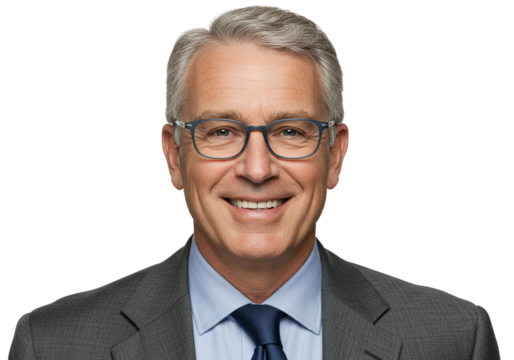 Happy Businessman with Eyeglasses Portrait Smiling Professional Formal Wear