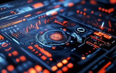 Obraz premium Futuristic Tech Interface Glowing Data Streams