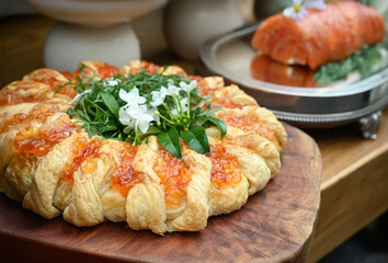 bread with jam and herbs, puff pastry, puff pastry with jam
