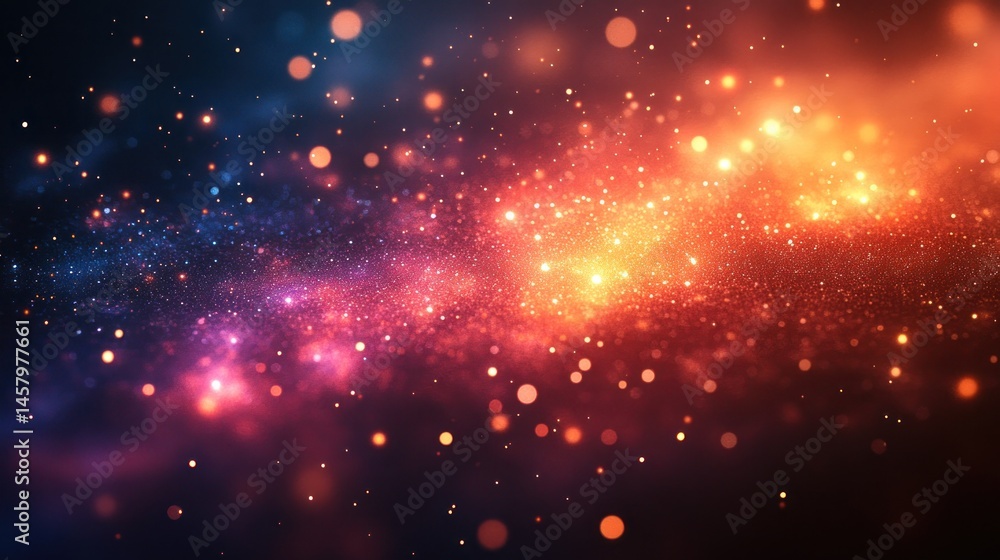 Poster abstract ethereal background featuring shimmering particles and bokeh effects