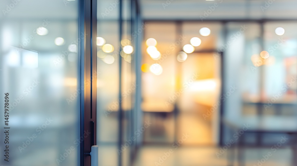 Poster dynamic office environment modern workplace blurred background professional setting engaging view