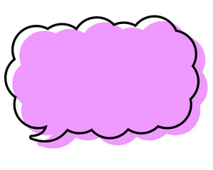 シンプルな線がずれた吹き出し　細長い雲形