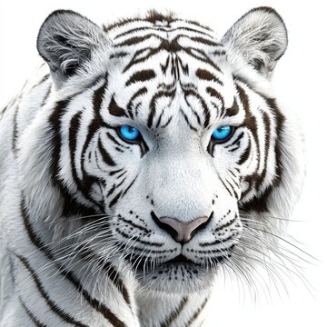 Intricate Details in Realistic White Tiger Portrait