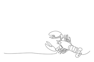 Obraz premium Lobster in continuous one line drawing. Single line art illustration of crayfish lobster. Editable vector.
