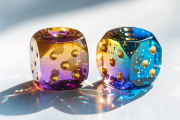 Pair of Dice Showing a Roll of Seven on White Background
