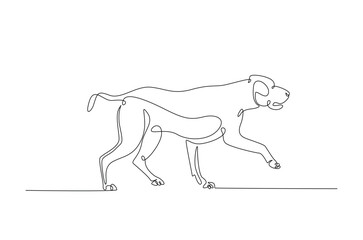 Hound dog in continuous one line drawing. Single line art illustration of adorable dachshund dog. Editable vector.