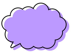 シンプルな線がずれた吹き出し　丸みのある雲形