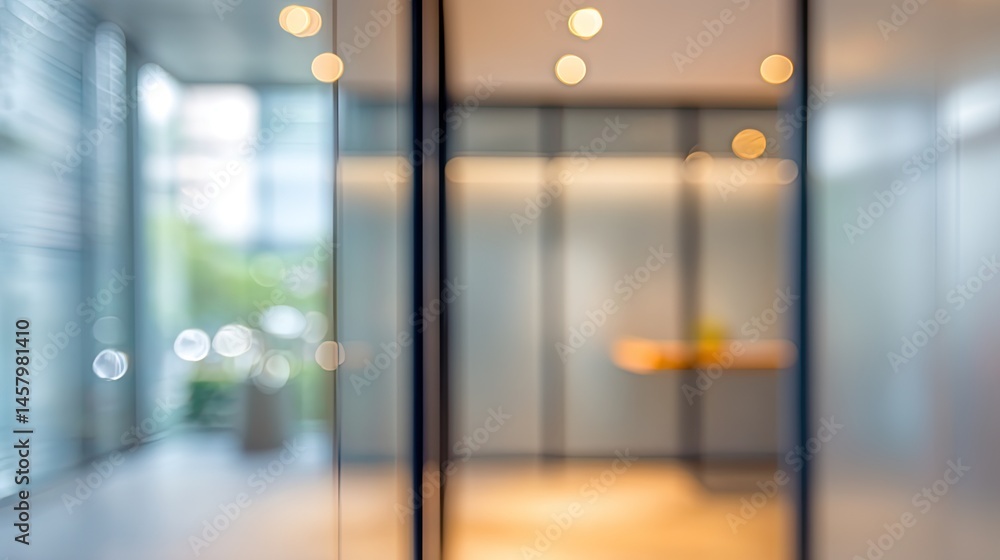 Poster dynamic exploration of modern office spaces professional environments in blurred backgrounds