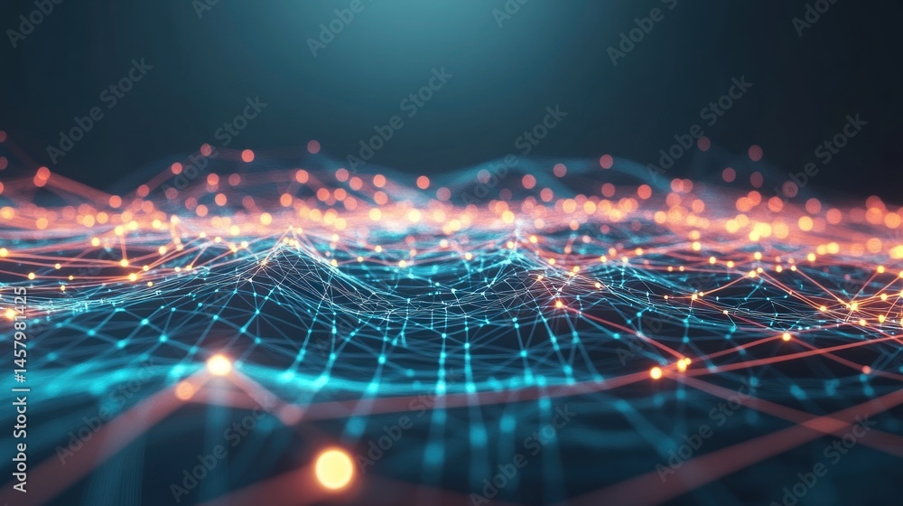 Poster abstract futuristic technological background with glowing network lines