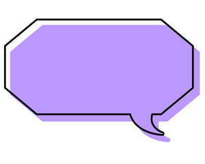 シンプルな線がずれた吹き出し　細長い八角形