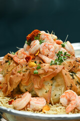 puff pastry brie cheese with shrimp, puff pastry brie cheese, brie cheese, puff pastry brie, haute cuisine
