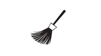 Simple black silhouette of a broom