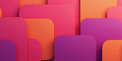 Fototapeta premium Colorful geometric layout purple orange pink rounded rectangles shapes on modern background