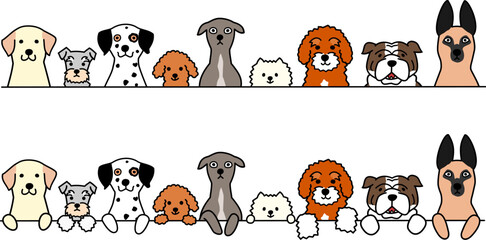 colorful cartoon dogs border set