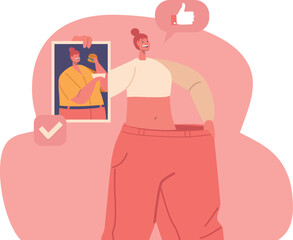 Woman showing success of dieting