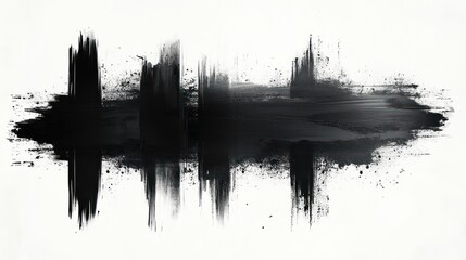 Fototapeta premium Abstract Black Paint Strokes with Splatters on White Background